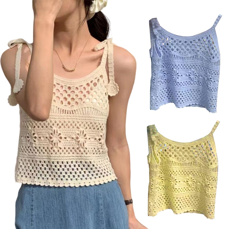 Áo Croptop Sát Nách Vải Cotton Thêu Hoa Thời Trang Mùa Hè Cho Nữ