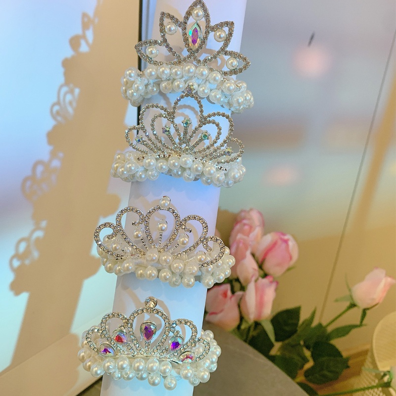 Dây Buộc Tóc Hình Vương Miện Đính Ngọc Trai Nhân Tạo Thời Trang