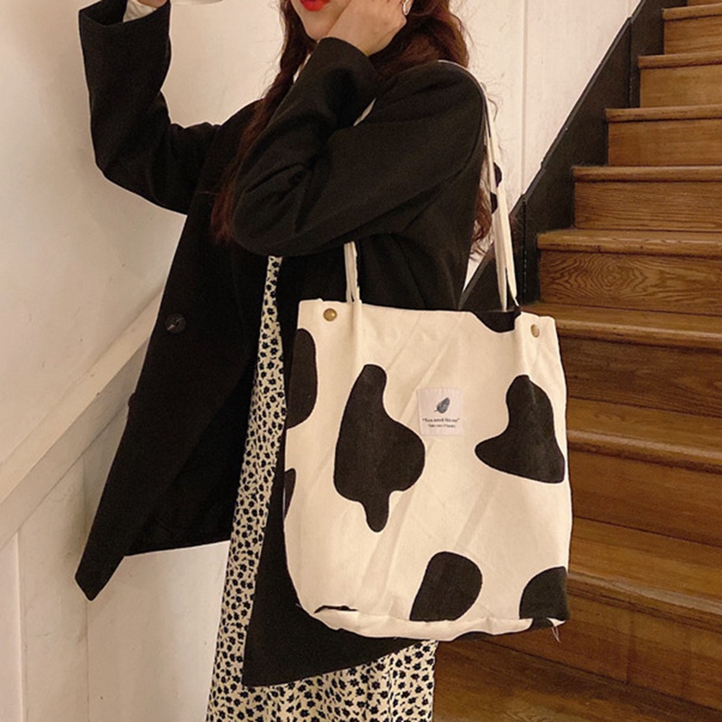 Fancy Túi Mua Sắm Đeo Vai Sức Chứa Lớn Bằng Nhung Có Nút Nhấn Có