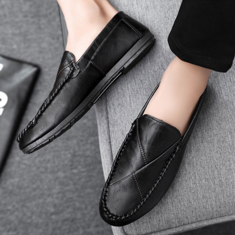 Giày Lười Da Thoáng Khí Phong Cách Hàn Quốc Cho Nam