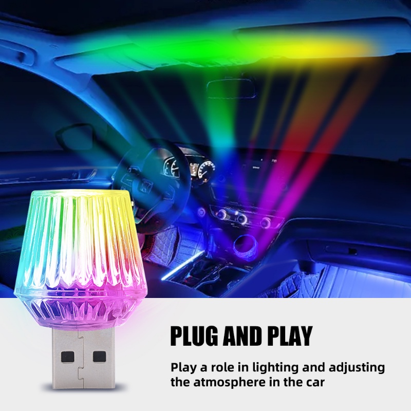 Đèn LED USB Mini Hình Viên Kim Cương Trang Trí Xe Hơi