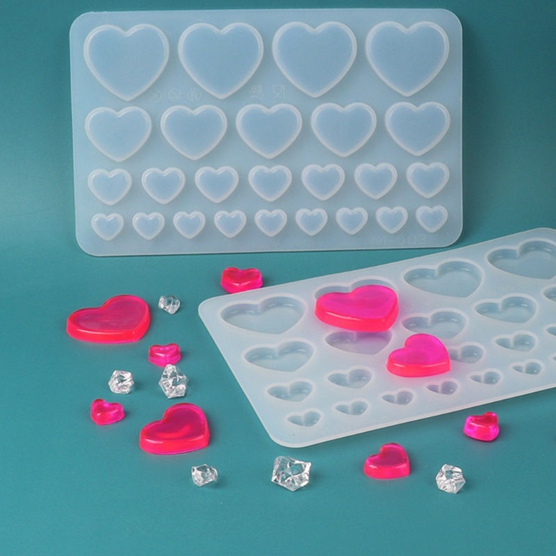 Bộ 2 Khuôn Silicone Hình Trái Tim Làm Móc Khóa DIY