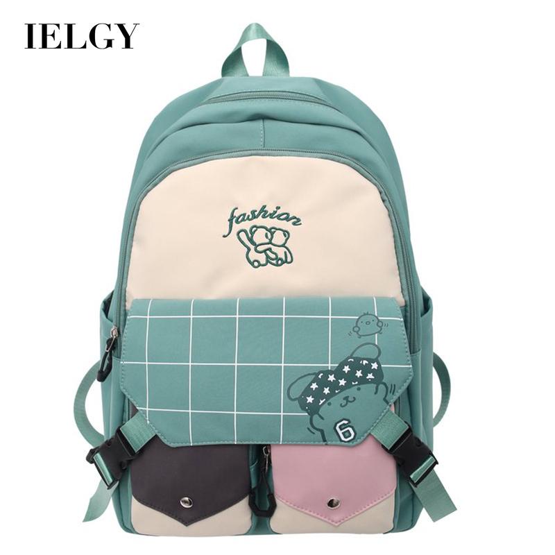 IELGY Large Capacity Japanese Color-block Backpack Girls' High-value Girls' Schoolbag College-style Backpack