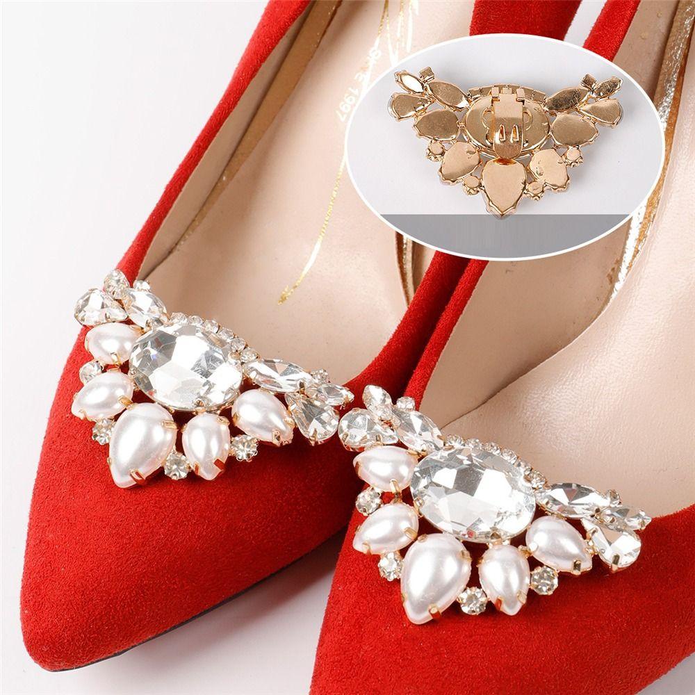 Set 2 Kẹp Giày Đính Đá Pha Lê Trang Trí Cô Dâu