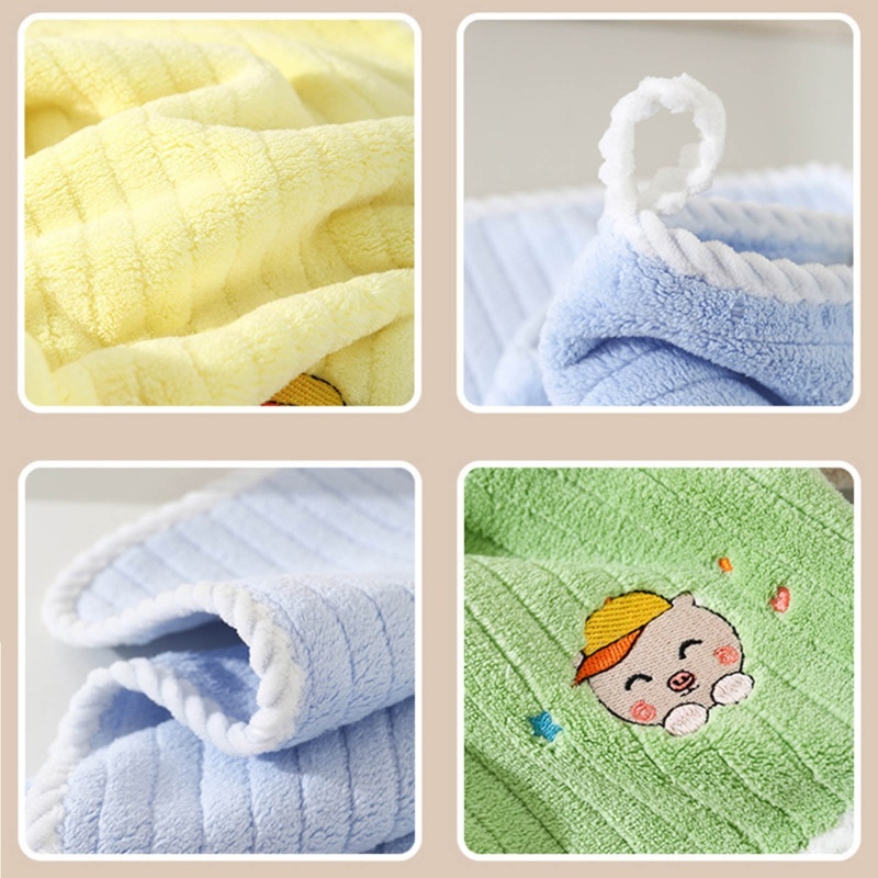 Khăn Lau Mặt Thêu Họa Tiết Hoạt Hình Vui Nhộn Cho Bé