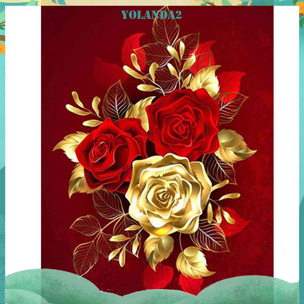 Tranh Đính Đá Kim Cương Toàn Bộ 5D DIY Hình Vẽ Hoa Trang Trí Nhà Cửa