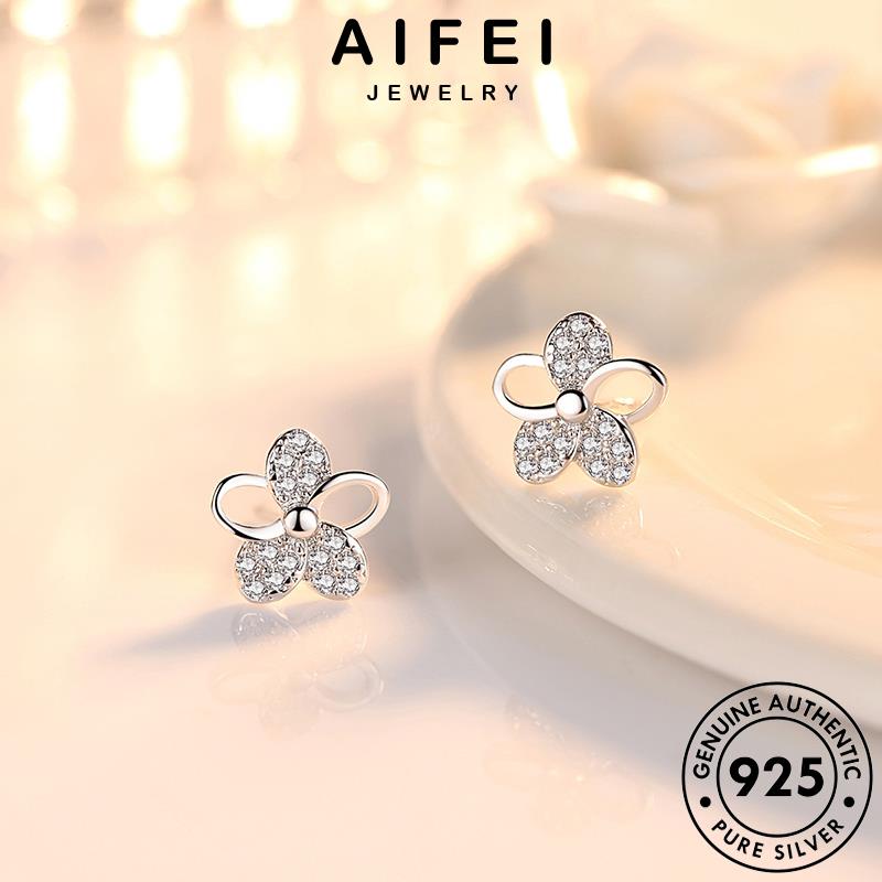 AIFEI JEWELRY Thời kim thời nữ bản trang phụ sức tua kiện bông cương moissanite thời hoa quốc hàn khuyên bạc thật vành 925 tròn nguyên xỏ tai trang E126