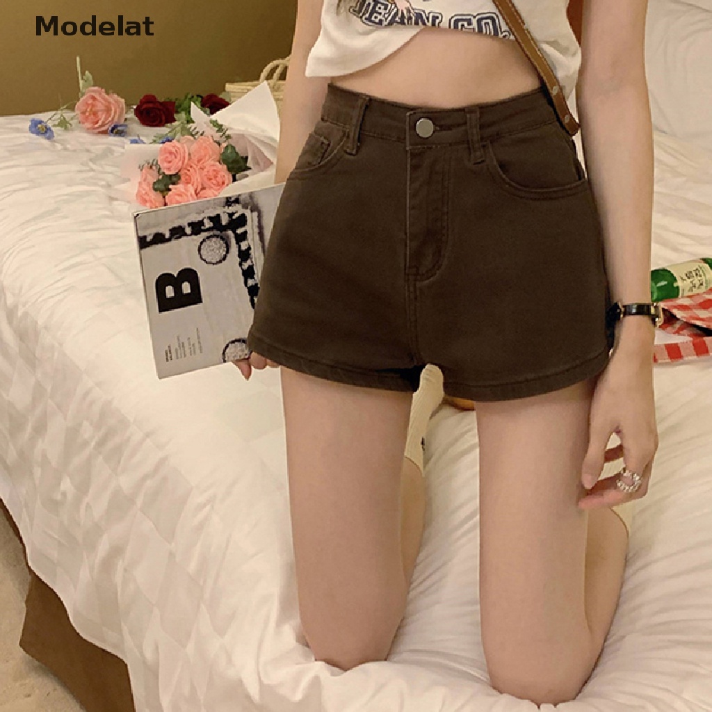 Quần Short Denim Lưng Cao Dáng Chữ A Phong Cách Thời Trang Hàn Quốc