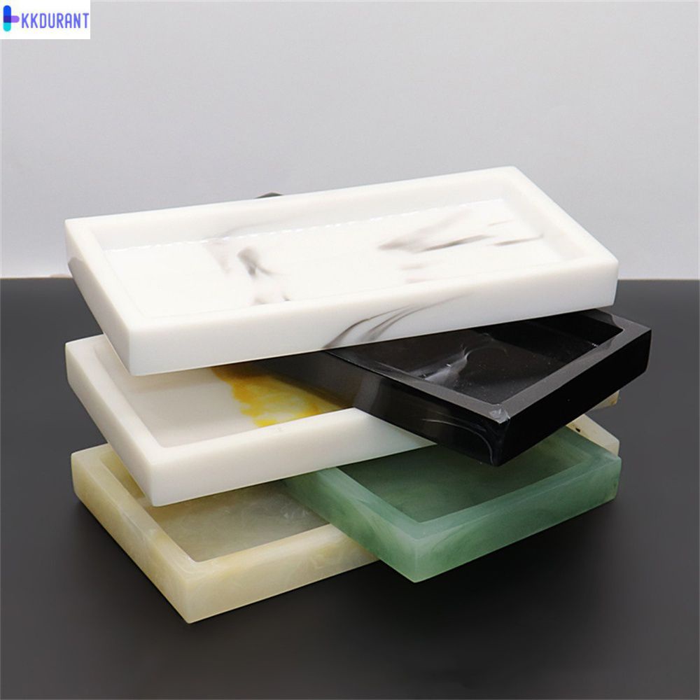 Khay Sắp Xếp Mỹ Phẩm Để Bàn Trang Trí Nhà Cửa Khay Phòng Tắm Khách Sạn Đĩa Hình Chữ Nhật Gia Dụng Chống Trượt Nhựa Vân Đá Cẩm Thạch Hiện Đại KKDURANT