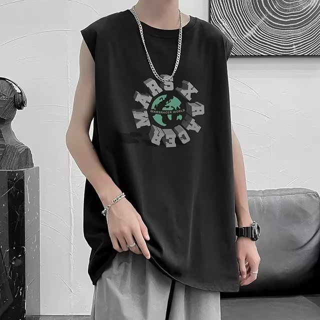 Áo Thun Không Tay In Họa Tiết Phong Cách Đường Phố Mỹ Cổ Điển Thời Trang Mùa Hè Cho Nam Và Nữ