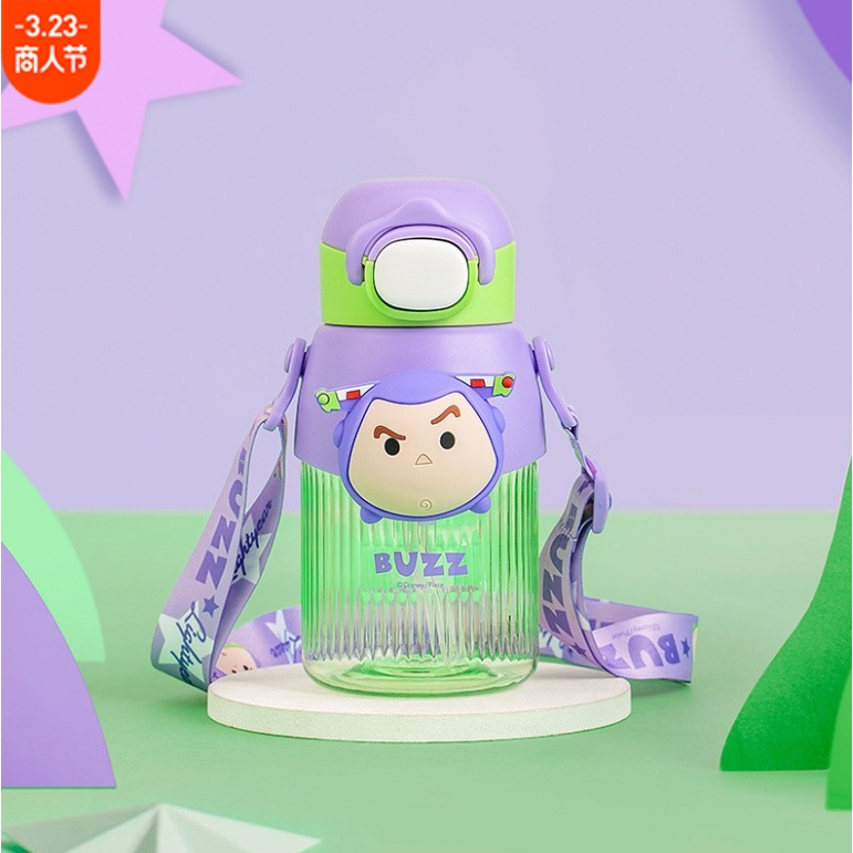 Bình Nước DISNEY Chính Hãng 550ML Chất Liệu Nhựa Tritan Có Ống Hút Và Dây Đeo Tiện Dụng Cho Bé