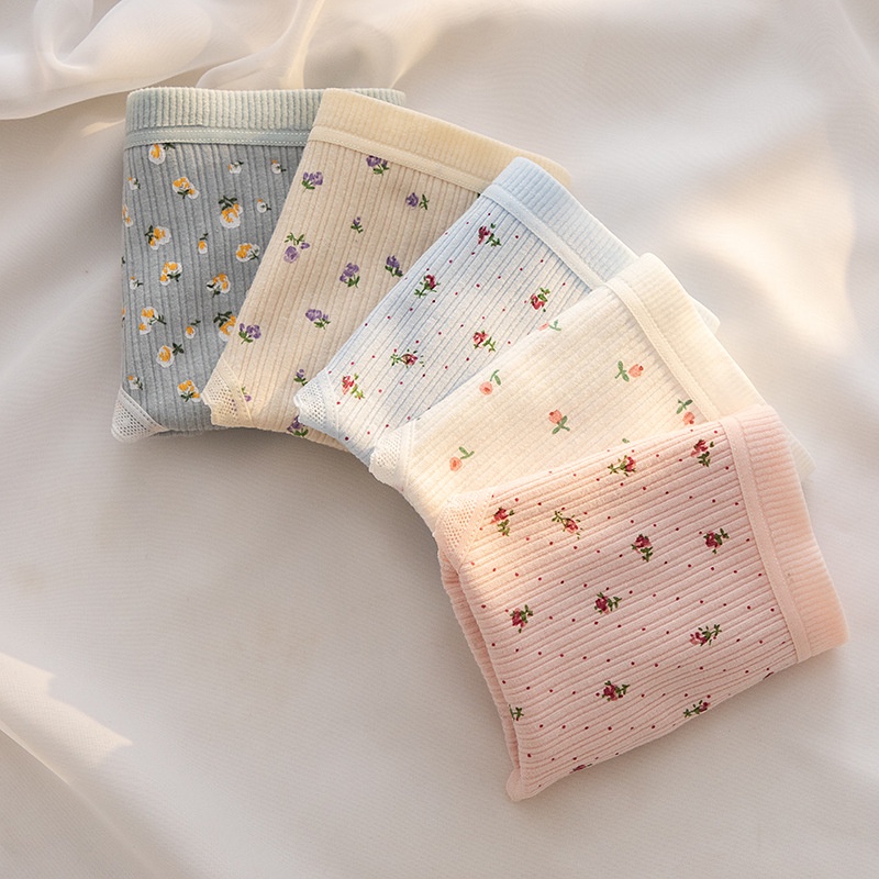 Quần Lót Tam Giác Bằng Cotton Phối Ren Hoa Ngọt Ngào Cho Nữ