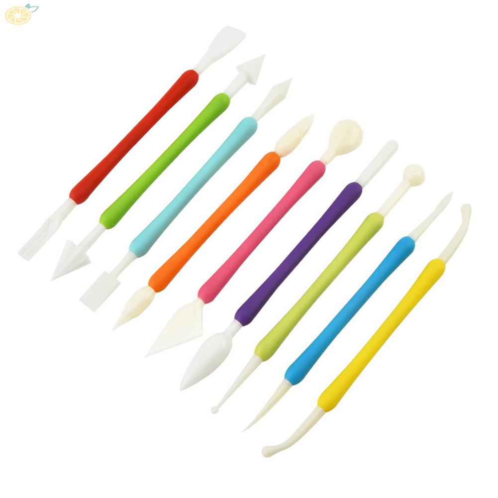 【VARSTR】Carving Tools Modelling Tools Pen Flower Plastic Reliable 9PCS Fondant