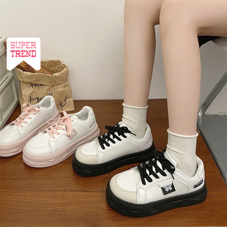 Giày Mũi Tròn Cột Dây Màu Trơn Thoải Mái Thời Trang Cho Nữ