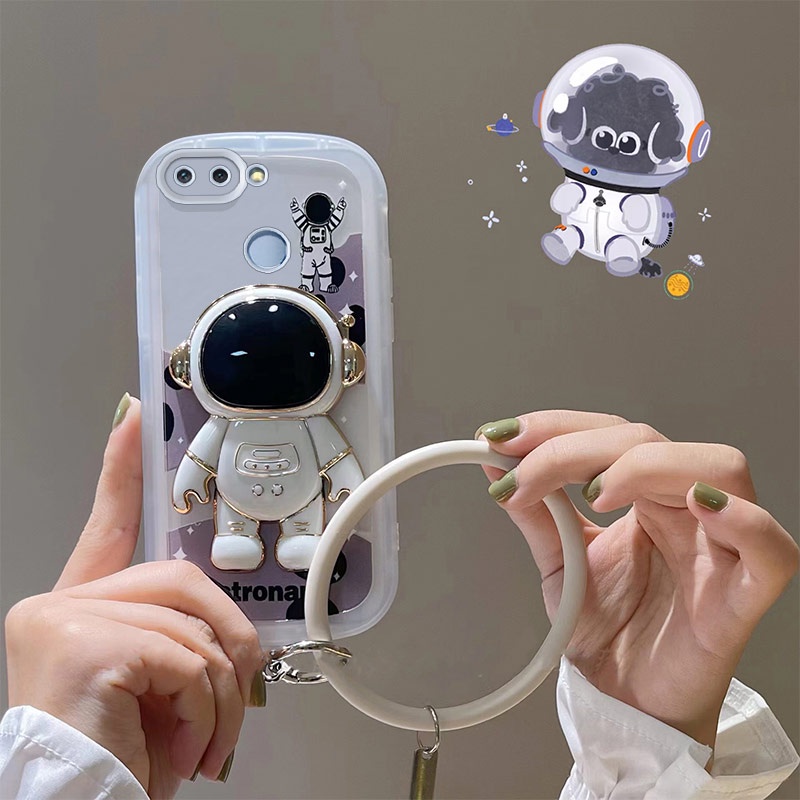 Ốp Điện Thoại Dẻo Họa Tiết Phi Hành Gia Kèm Giá Đỡ Và Vòng Đeo Tay Cho Xiaomi Redmi 6 Redmi 6A