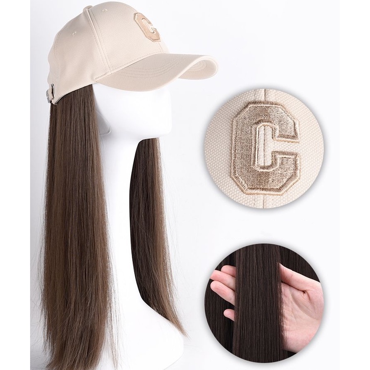 Mũ Lưỡi Trai Phối Tóc Giả Dài Thẳng Thời Trang Cho Nữ