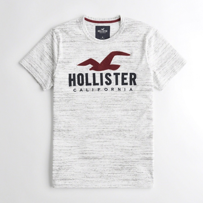 Áo Thun Tay Ngắn Cổ Tròn Màu Trơn In Logo Hollister Thời Trang Cá Tính Cho Nam