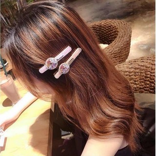 Kẹp Tóc Mỏ Vịt Phẳng Đính Đá Pha Lê Sang Trọng Hàn Quốc