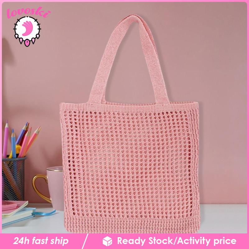 [Lovoski] Túi Xách Du Lịch Đeo Vai Đan Móc Rỗng Cho Nữ