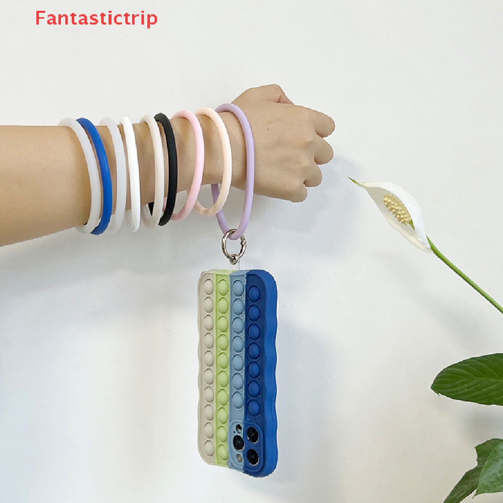 [Fantastictrip] Vòng Đeo Tay Điện Thoại Bằng Silicon Màu Trơn Chống Rơi Chống Thất Lạc Mới