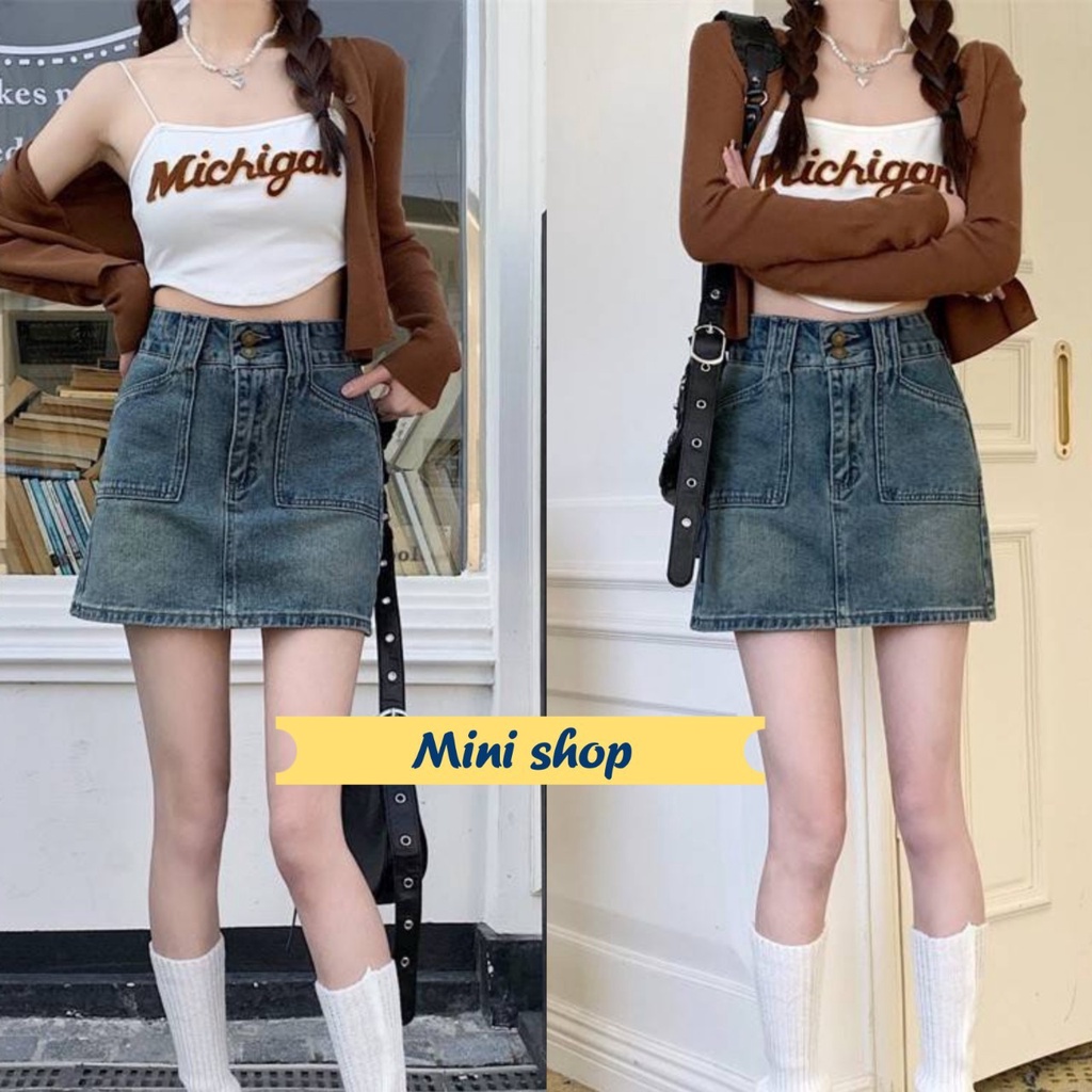 Cửa hàng Mini (9144) Váy Jeans lưng cao Y2K Rất phổ biến-NZ
