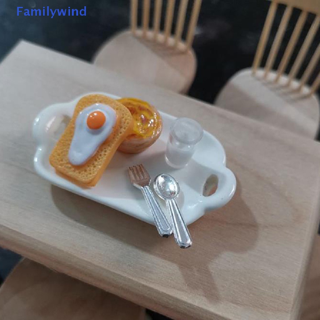 Bộ Mô Hình Bữa Sáng + Khay Đựng Thức Ăn Tỷ Lệ 1: 12 Độc Đáo Trang Trí Nhà Búp Bê
