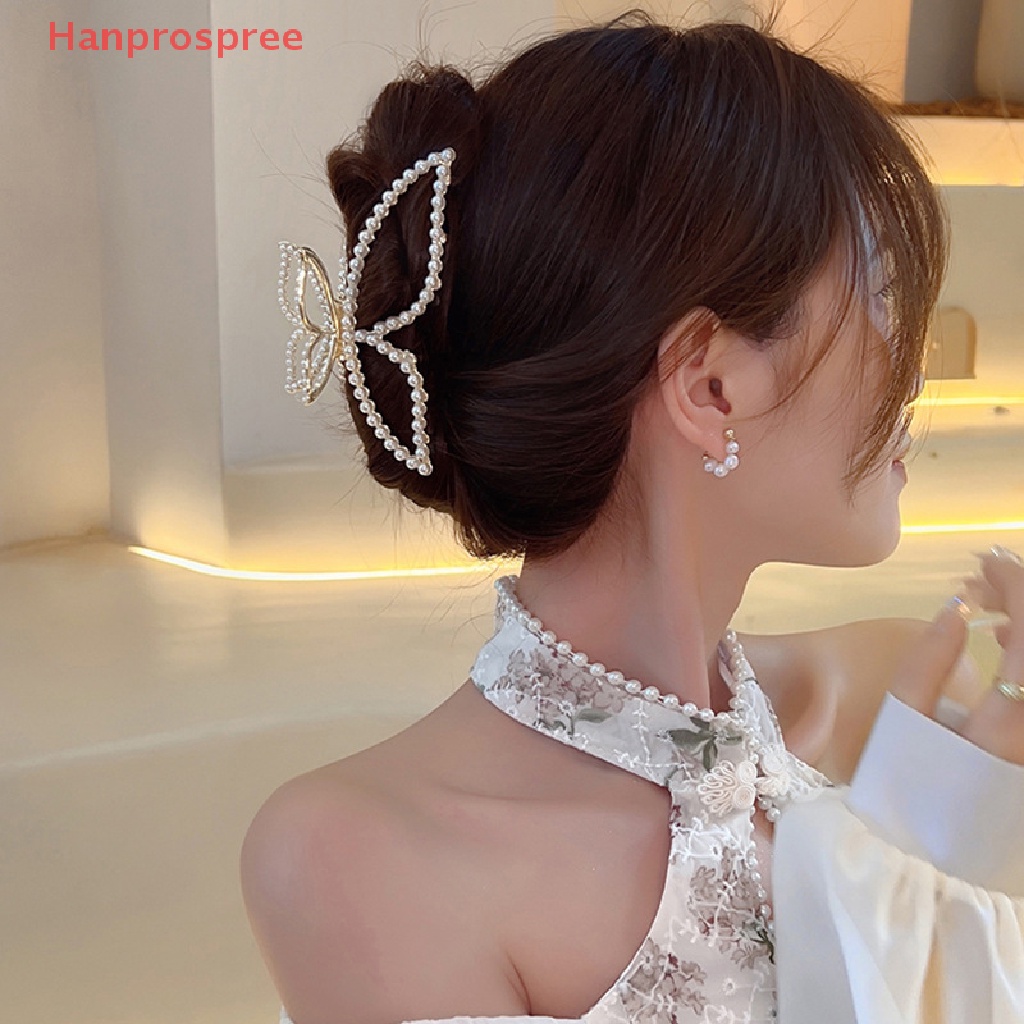 Kẹp Tóc Hình Bướm Đính Đá Và Ngọc Trai Thanh Lịch Cho Nữ