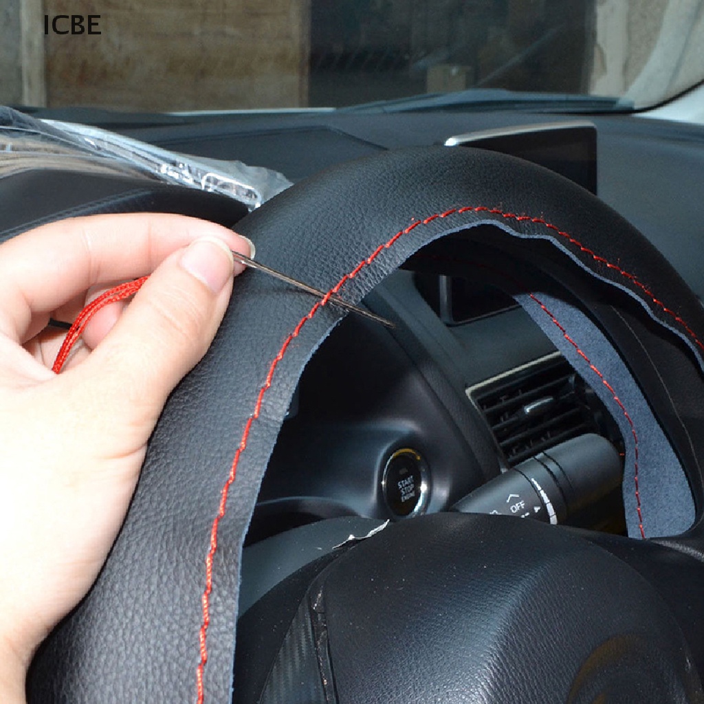 Vỏ Bọc Vô Lăng Xe Hơi Màu Đen + Đỏ DIY 38cm Có Ren Và Ren