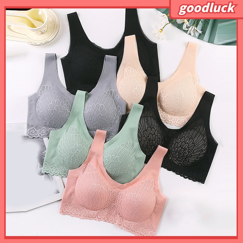 Áo Lót Thể Thao Ren Không Đường May Có Đệm Ngực Màu Trơn Kích Thước Lớn Không Đường May Mặc Trong Dành Cho Nữ