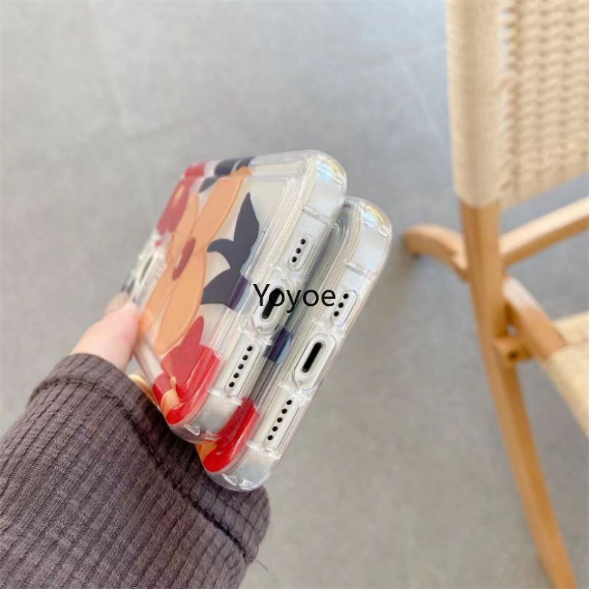 Ốp Điện Thoại Silicon Mềm Đen Họa Tiết Hoa Chống Sốc Cho iPhone 14 13 12 11 Pro Max X XR XS 7 8 Plus SE