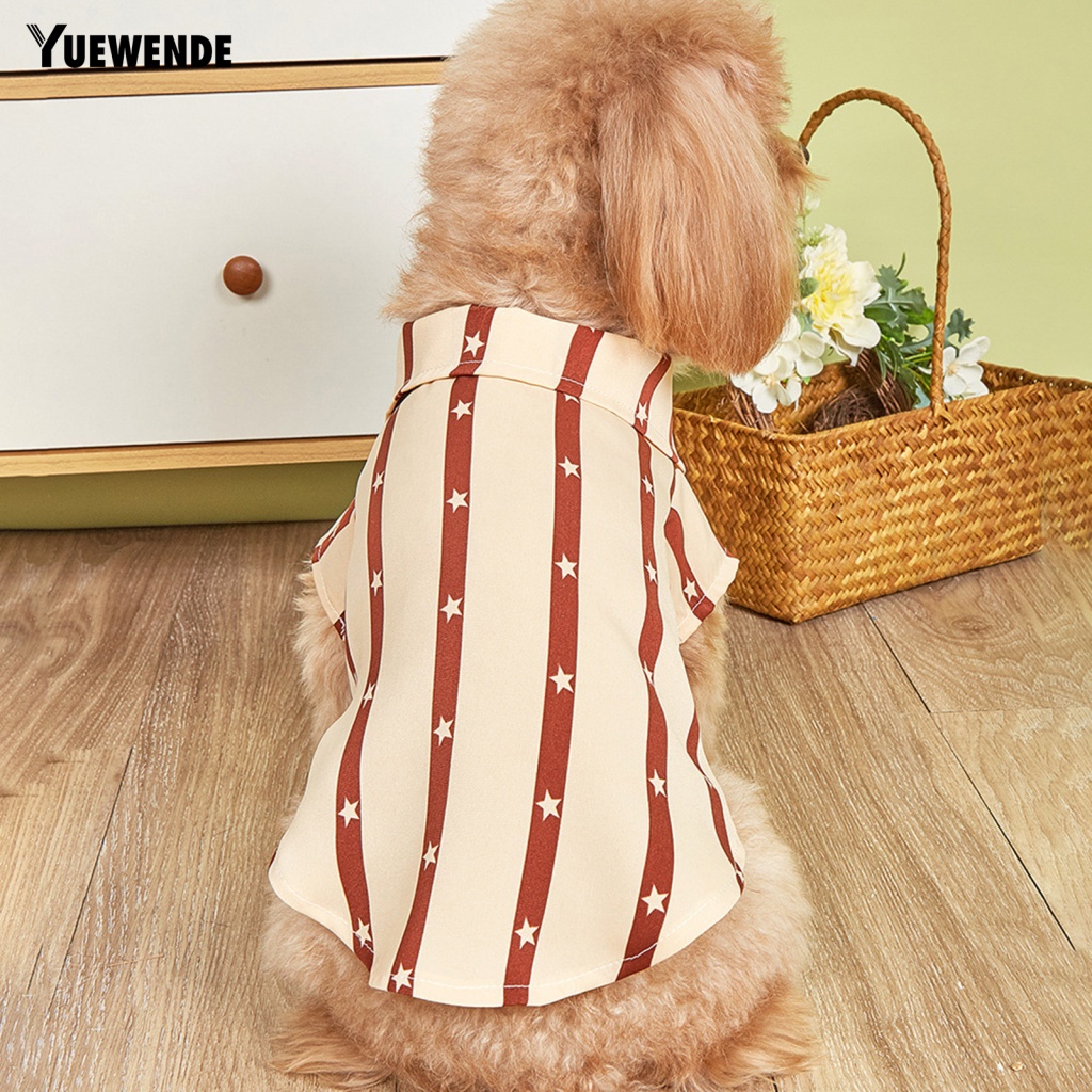 Áo Thun Họa Tiết Sọc Và Ngôi Sao Thời Trang Thấm Hút Mồ Hôi Cho Thú Cưng Yue.z