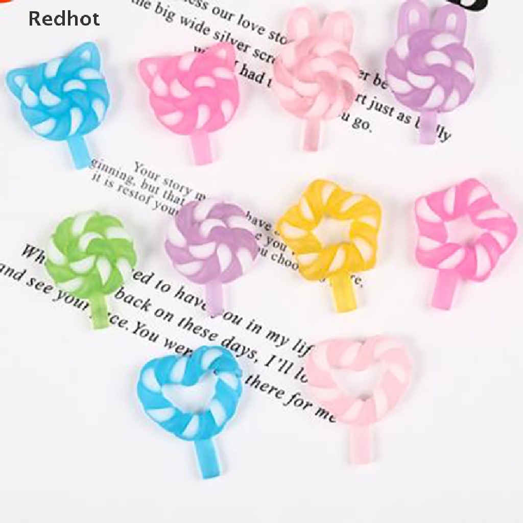 < Redhot > Set 10 Kẹo Mút Nhựa Phát Quang Trang Trí Ốp Điện Thoại Màu Sắc Ngẫu Nhiên DIY