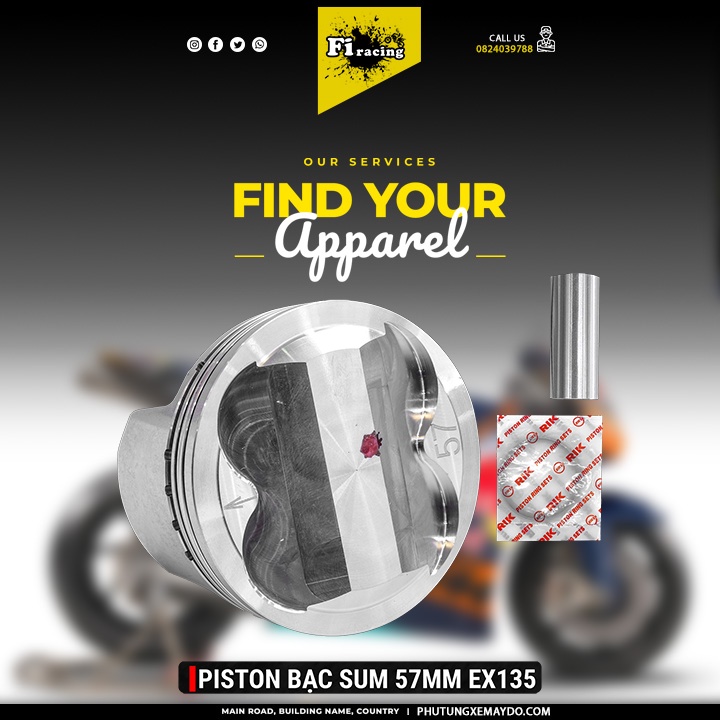 Piston bạc ắc trái 57 mm Exciter 135 150 ex150 Ex135