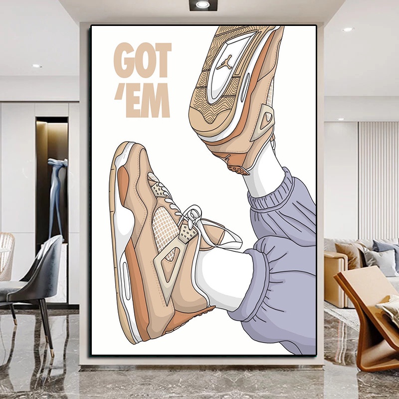 Tranh Treo Tường In Hình Đôi Giày Thể Thao Nghệ Thuật Hiện Đại Trang Trí Phòng Khách / Phòng Ngủ