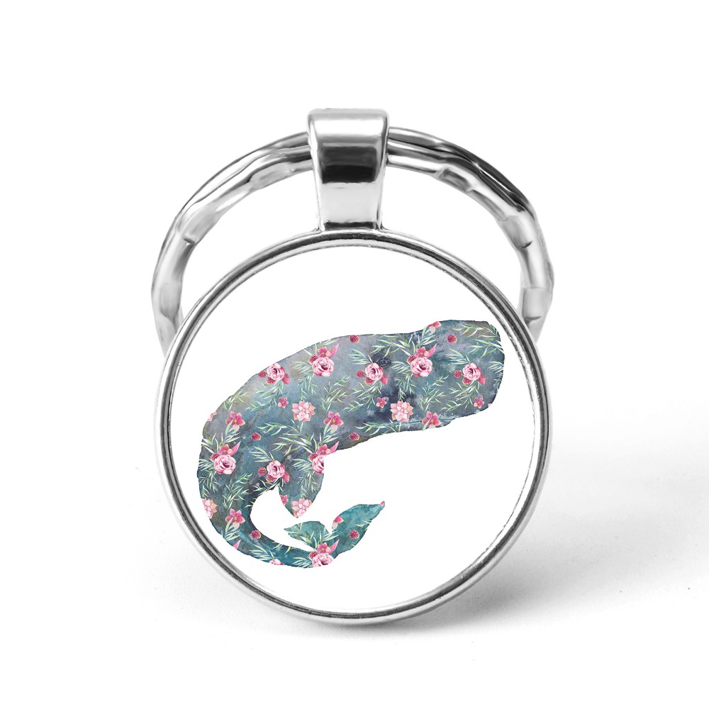 Móc Khóa Mặt Kính Cabochon Hình Cá Heo / Cá Heo Đáng Yêu