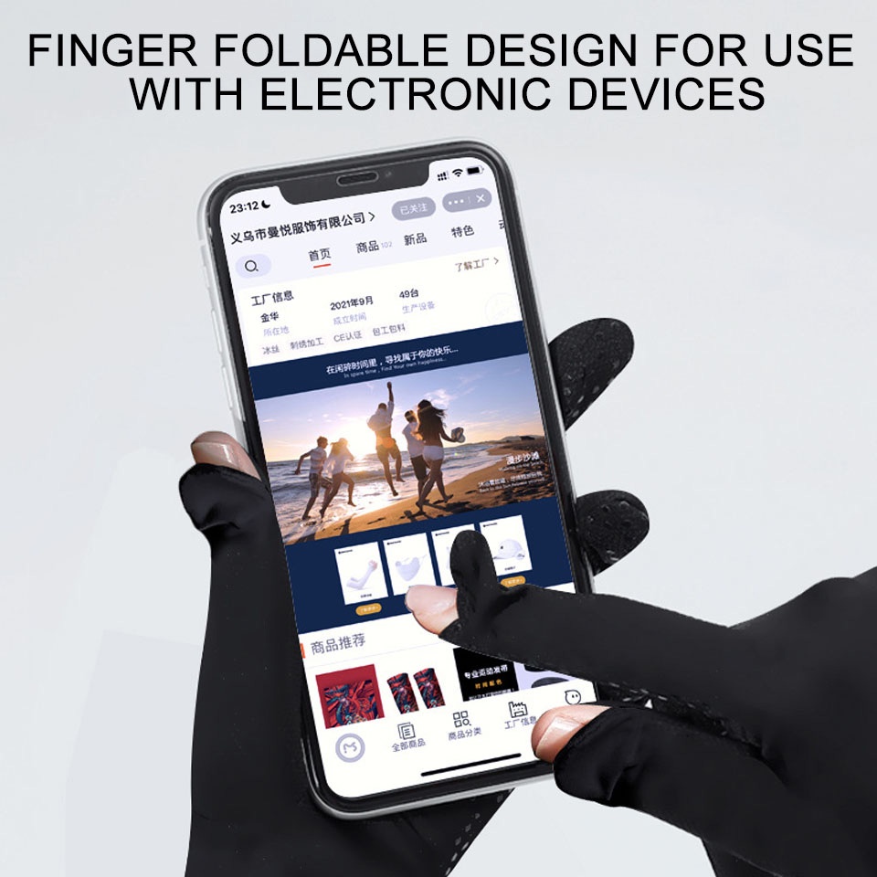 GTUBIKE Găng ống tay chống nắng UPF50 + chống tia UV hai trong một bằng lụa lạnh thoáng khí không trượt