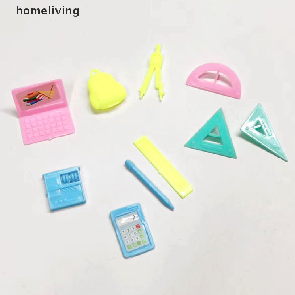 Set 10 Mô Hình Máy Tính Xách Tay + Thước Kẻ Mini Trang Trí Nhà Búp Bê