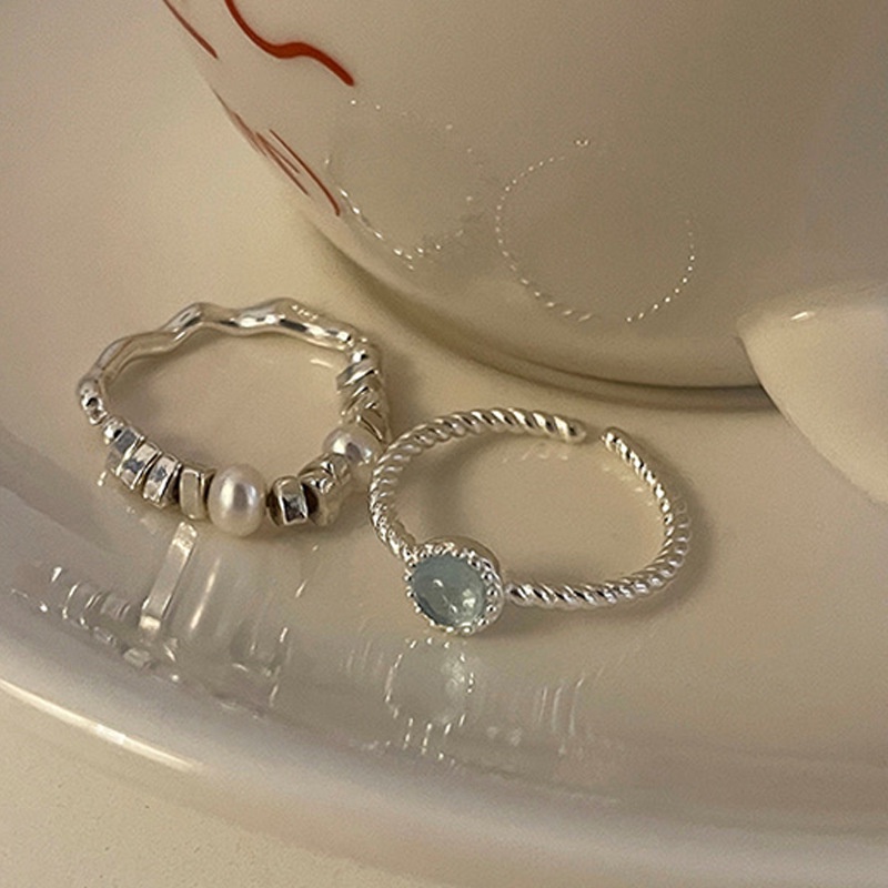 Nhẫn Opal Kim Loại Đính Ngọc Trai Nhân Tạo Độc Đáo Thời Trang