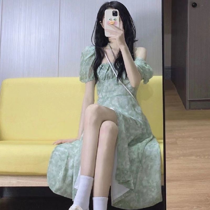 Đầm Hoa Trễ Vai Dáng Ôm Phong Cách Pháp Thời Trang Mùa Hè Xinh Xắn Cho Nữ