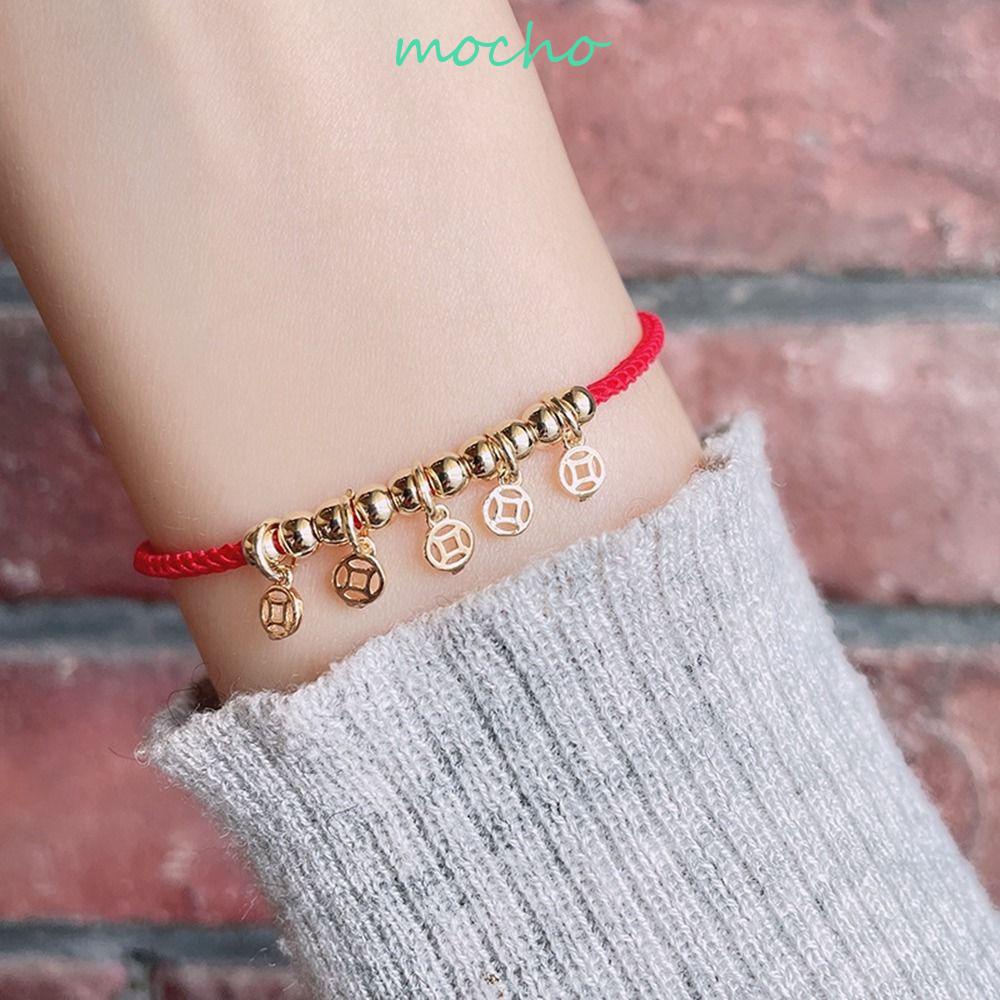 Vòng Tay Hình Thỏ Hoàng Đạo Năm Mới Bằng Đồng Có Thể Điều Chỉnh Sáng Tạo|Vòng Đeo Tay May Mắn Dạng Chuỗi Hạt Đỏ May Mắn