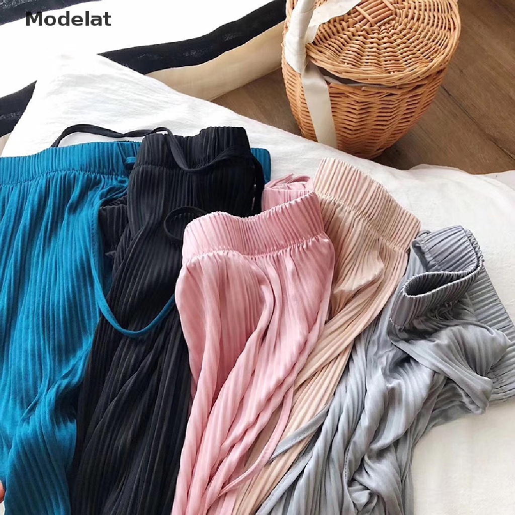 Mfc Quần Dài Ống Rộng Lưng Cao Co Giãn Màu Trơn Thời Trang