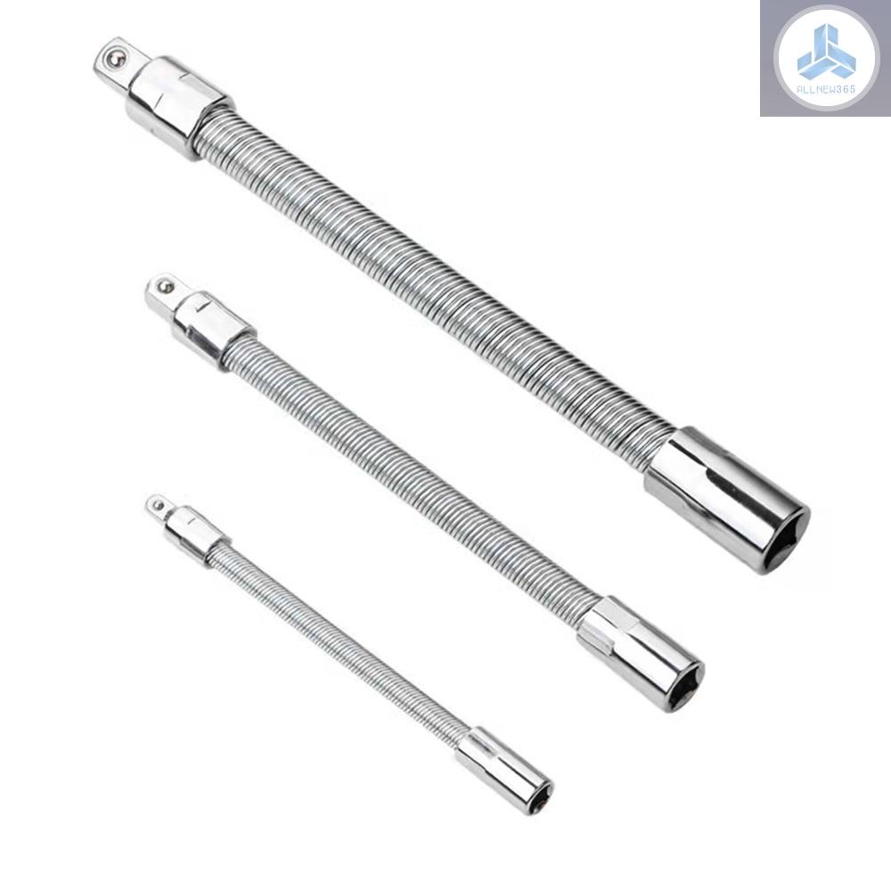 3Pcs Flexible Socket Extension Cables 1/4 3/8 1/2 Flex Socket Extension Bar Set Drive Light Impact Extender