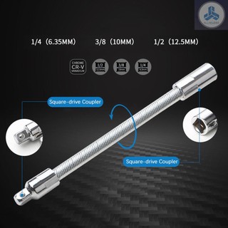 3Pcs Flexible Socket Extension Cables 1/4 3/8 1/2 Flex Socket Extension Bar Set Drive Light Impact Extender