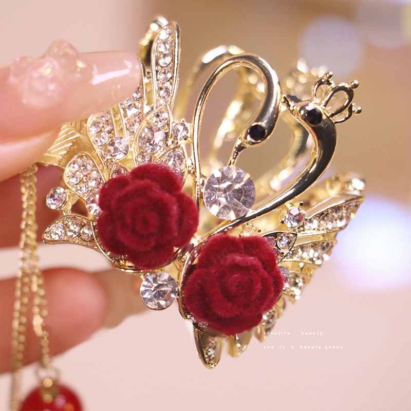 Kẹp Tóc Thiên Nga Đính Đá Sang Trọng Cho Nữ