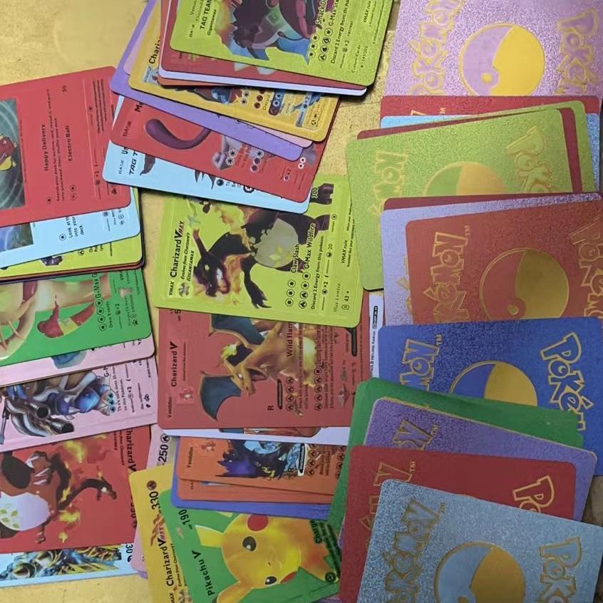 Bộ 55 Thẻ Bài Pokemon Kim Loại Màu Vàng Kim ，Bộ sưu tập thẻ Pokemon