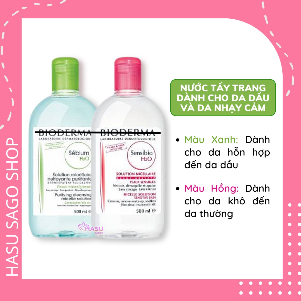 Nước Tẩy Trang Bio H2O Cho Da Dầu Mụn Và Da Nhạy Cảm 500ml Của Pháp