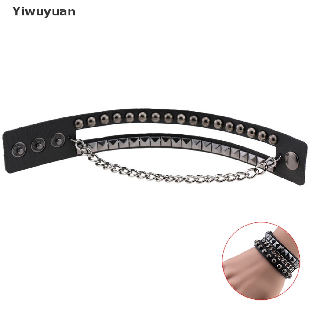 < Yiwuyuan > Vòng Tay Da Nhiều Lớp Đính Đinh Tán Phong Cách Punk Gothic
