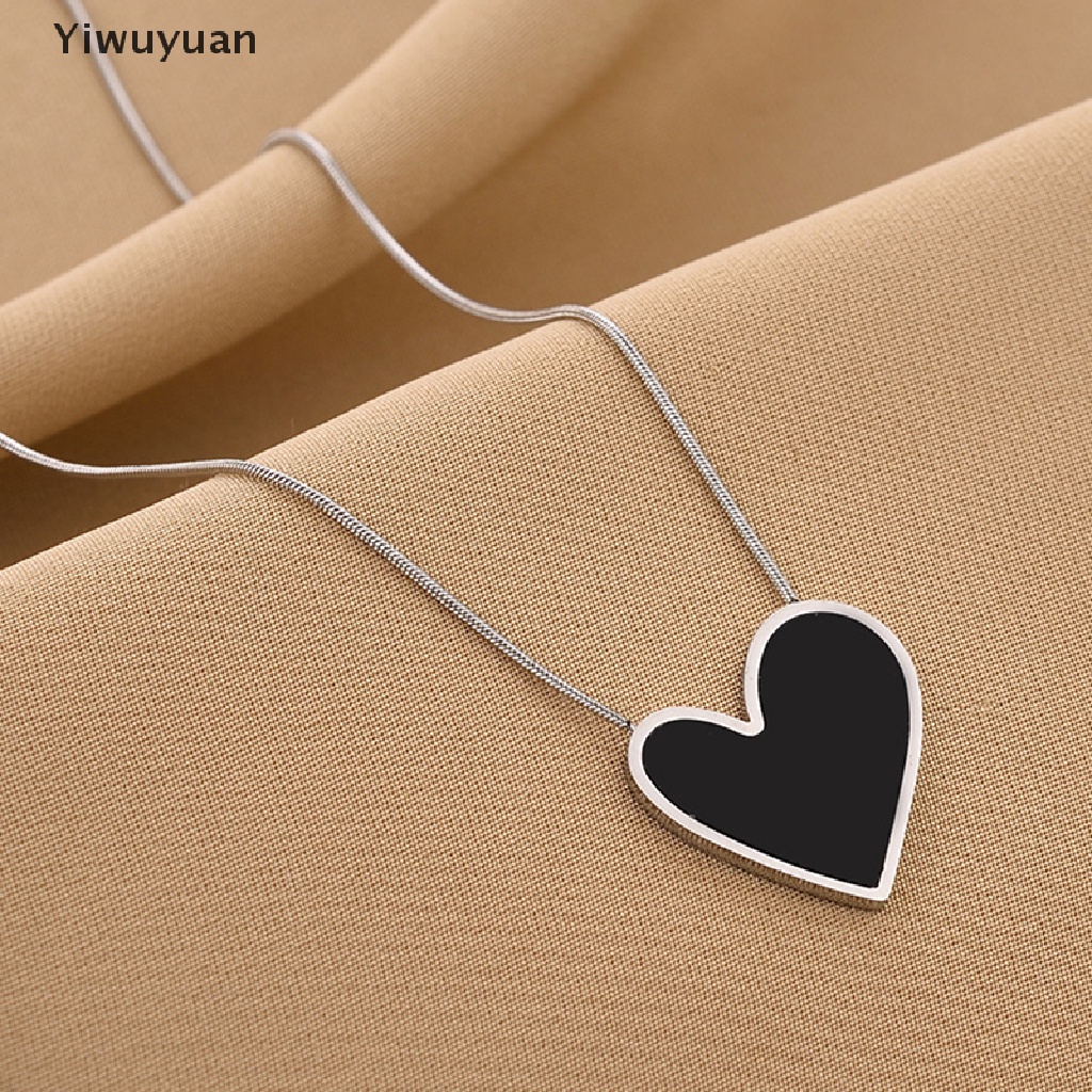 < Yiwuyuan > Vòng cổ Mặt Hình Trái Tim Vỏ Sò Trắng Đen Bằng Thép Không Gỉ Thời Trang Hàn Quốc Cho Nữ Đang Giảm Giá