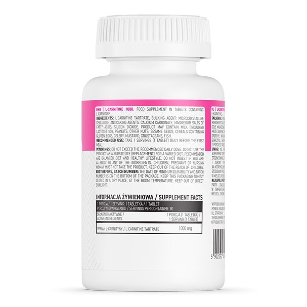 Viên uống OstroVit - L-Carnitine 1000  - Hỗ trợ giảm mỡ, tăng năng lượng, Chính Hãng