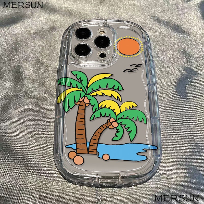 ✅Ốp Điện Thoại Mềm Trong Suốt Chống Sốc In Họa Tiết Cây Dừa Cho Iphone 12 / Promax Xr 14 / 11 / 8p 13xs 7